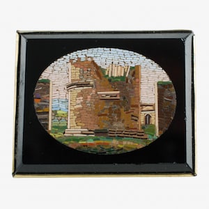 Antique Italian Architectural Micro Mosaic Brooch - Tomb of Caecilia Metella