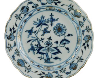 Antike Meissen Porzellanschale mit Zwiebelmuster und gekreuzter Schwertermarke