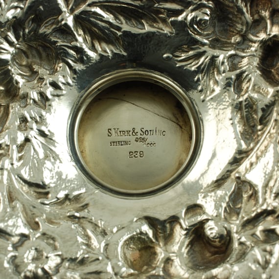 Vintage Kirk Son Repousse Sterling Silver Footed Centerpiece