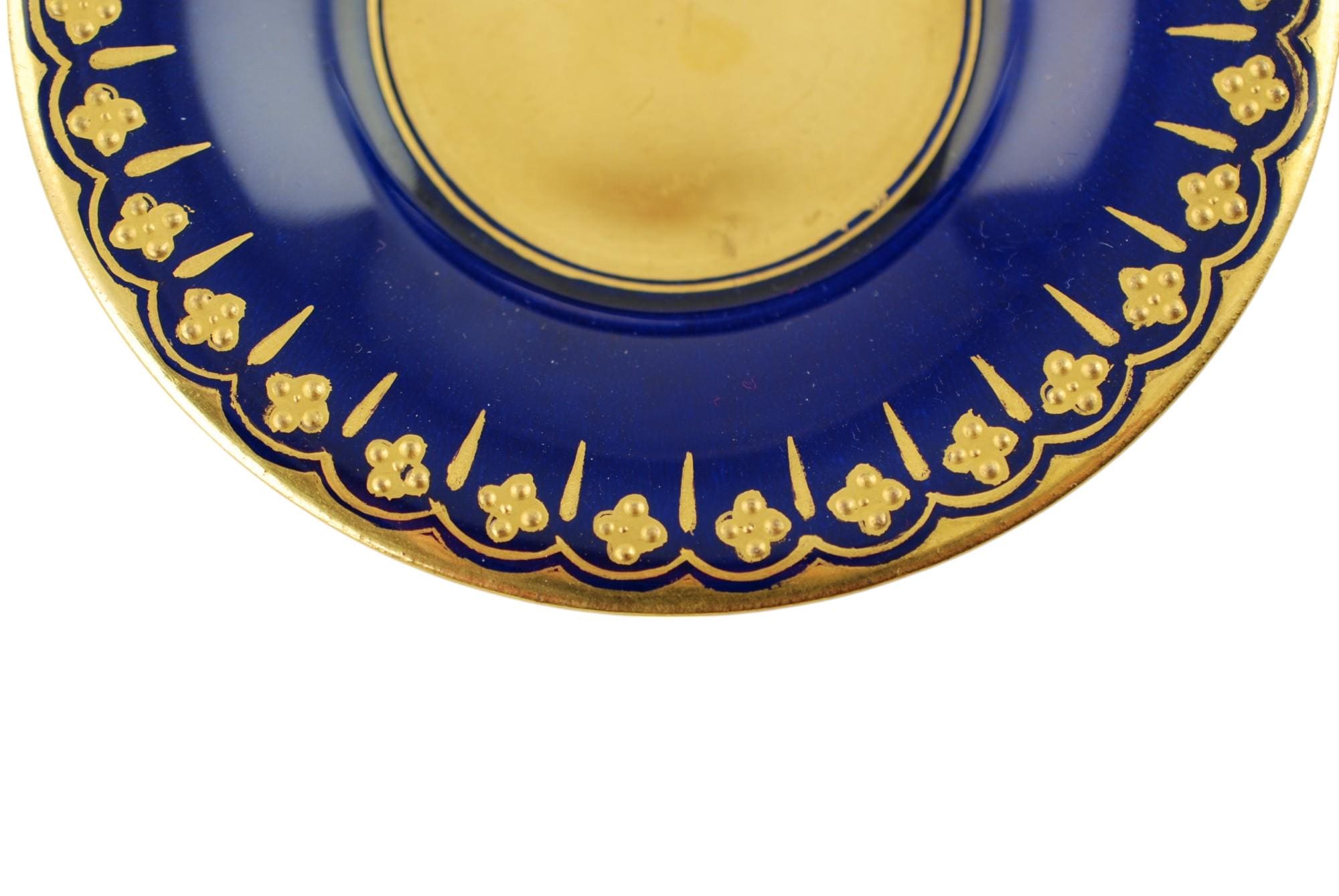 Antique Coalport Jeweled Cobalt Blue Gilt Lined Porcelain