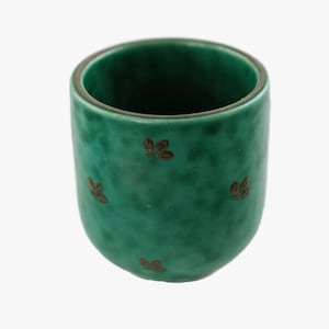 Vintage Gustavsberg Argenta Stoneware Miniature Vase with Foliate Sterling Silver Overlay Decoration Wilhelm Kåge Design Circa 1942