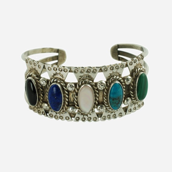 The Best Vintage Del Vandever Coral Lapis Native American Jewelry Silver Motif Bracelet The Best Vintage Del Vandever Coral Lapis Native American Jewelry Silver Motif Bracelet