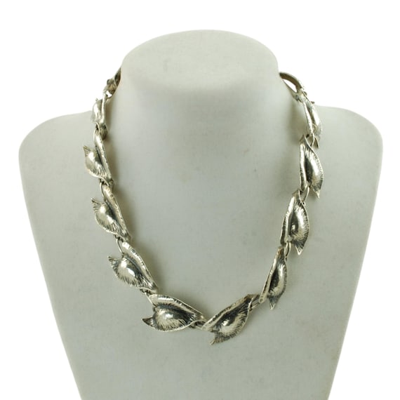 Vintage Felch Co Danecraft Sterling Silver Leaf Motif Collar