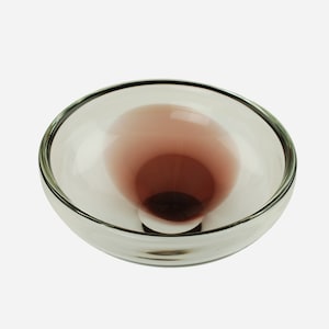 Vintage Salviati Murano Venetian Art Glass Bowl Clear with Wine Colored Accent