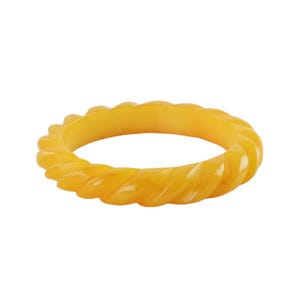 Vintage Carved Bakelite Butterscotch Bangle Bracelet with Rope Motif