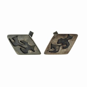Vintage Sterling Silver Modernist Abstract Cut Out Cufflinks