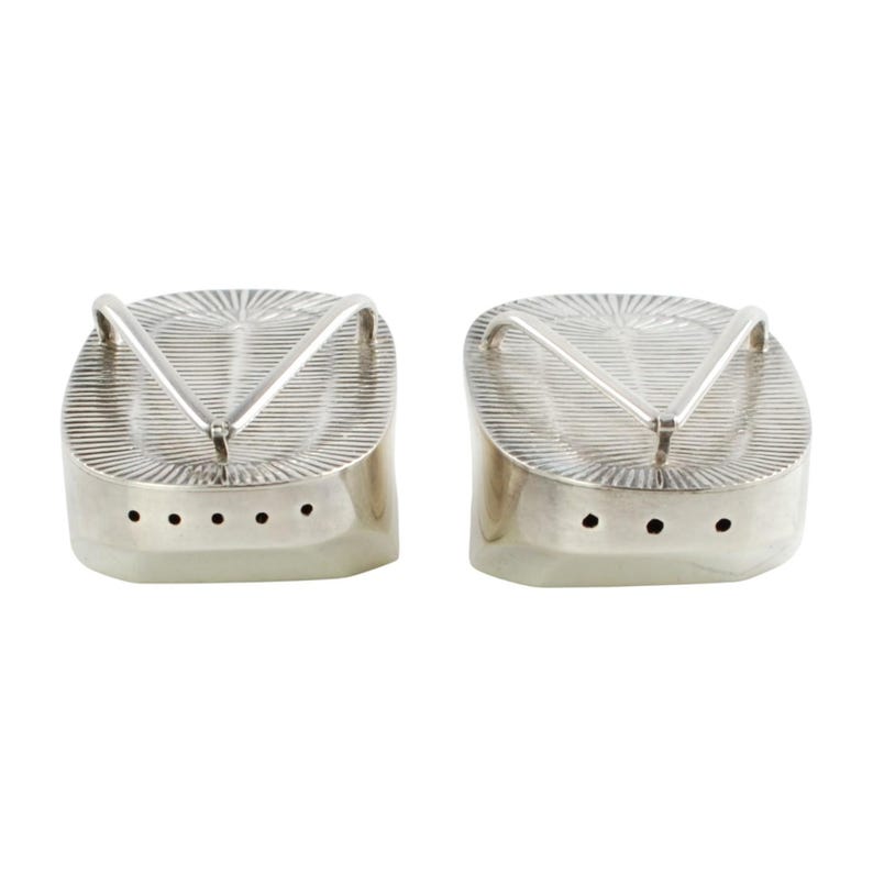 Vintage Japanese 950 Sterling Silver Geishsa Maiko Okobo Sandal Salt and Pepper Shakers, Asahi Shoten image 4