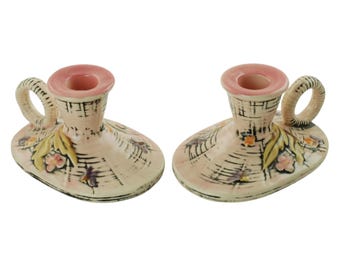 Candelabros vintage "Blossom Flite" de Hull Art Pottery T11