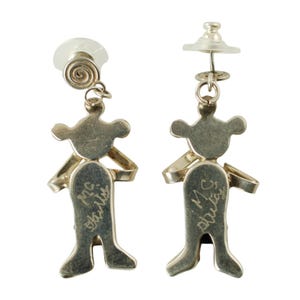 Vintage Sterling Silver Koyemsi Mudhead Kachina Dimensional Pendant and Earring Set Artist Signed MC image 8
