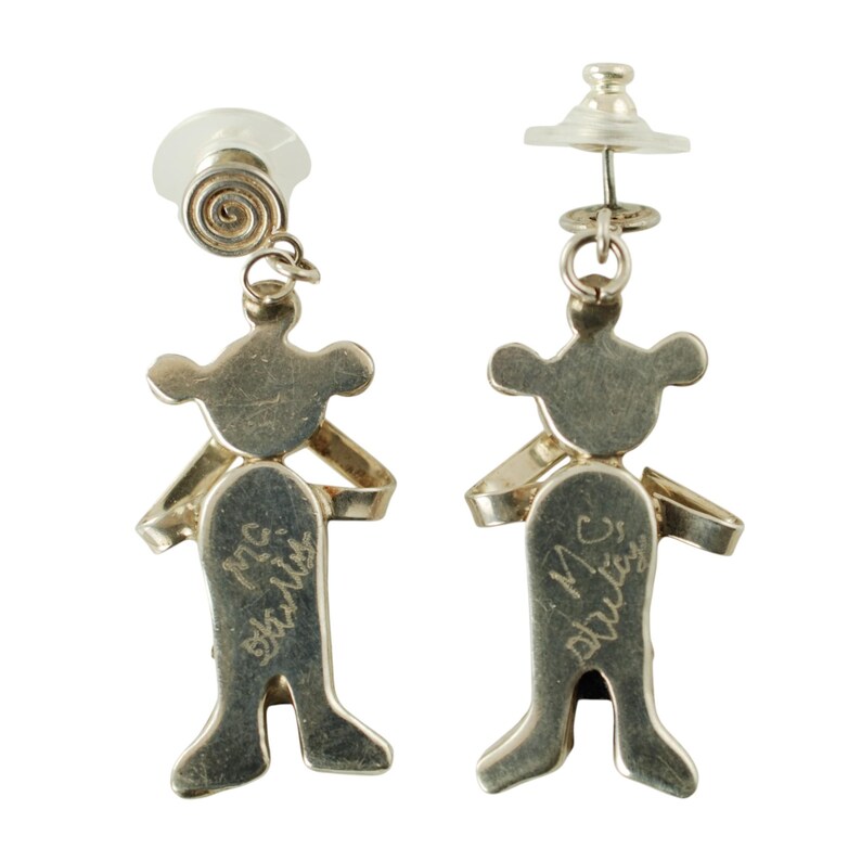 Vintage Sterling Silver Koyemsi Mudhead Kachina Dimensional Pendant and Earring Set Artist Signed MC image 8