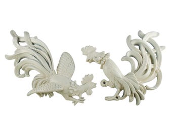 Vintage Chalkware Gamecock Wall Plaques firmy Universal Statuary Company z Chicago