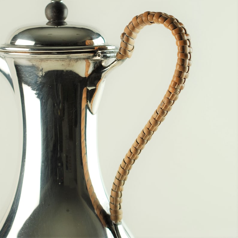 Antique Edwardian Sterling Silver Teapot With Rattan Wrapped Etsy