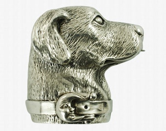 Rare Large Barry Kieselstein-Cord 18K White Gold Labrador Retriever Dog Brooch Pin, Vintage BKC Fine Jewelry Circa 1989, 39.5 Grams