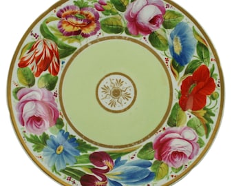 Antique English Porcelain 8.5" Plate attributed to Coalport, Hand Painted Floral Decoration