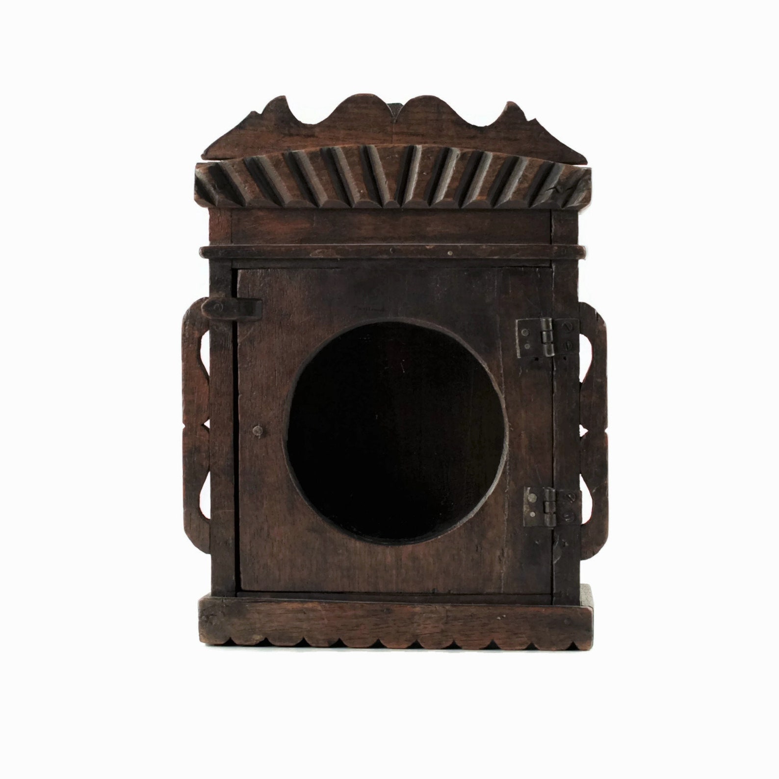 Antique Carved Wooden Watch Hutch with Glazed Circular Window Etsy