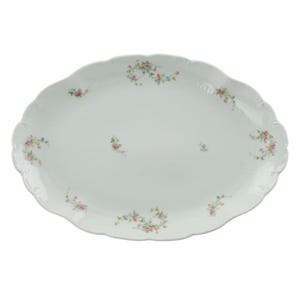 Large Antique Limoges Pink and Blue Floral Serving Platter by Lazeyras, Rosenfeld and Lehman, 16.5&quot; by 11&quot;