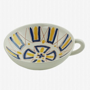 Vintage Graveren Norway Studio Art Pottery Hand Painted Handled Dish with Sgraffito Decoration