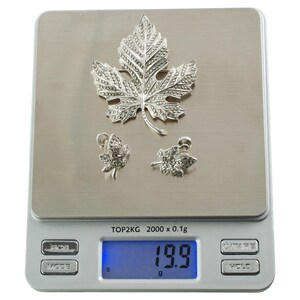 Vintage Sterling Silver and Marcasite Maple Leaf Brooch Pin and Earring Set Demi Parure 19.9 Grams image 10