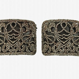 Antique Cut Steel Shoe Buckles with Original Leather Backing
