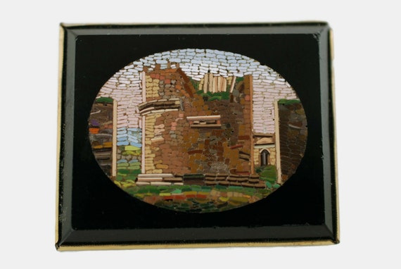 Antique Italian Architectural Micro Mosaic Brooch… - image 1