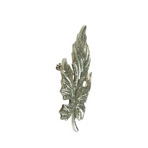 Vintage Sterling Silver and Marcasite Maple Leaf Brooch Pin and Earring Set Demi Parure 19.9 Grams image 3