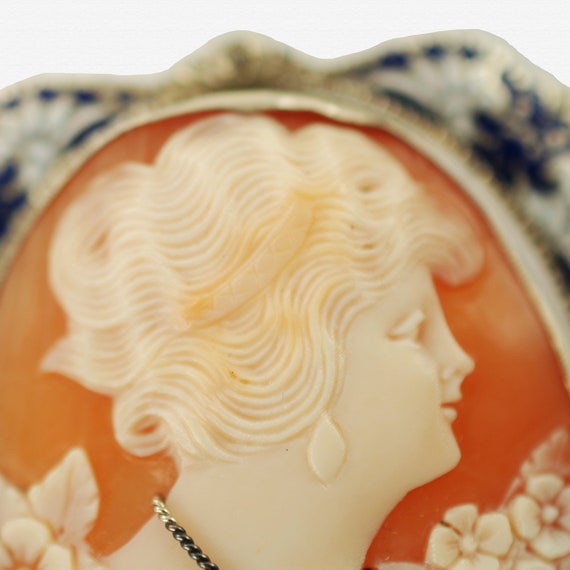Vintage Signed Carved Shell Cameo Habille Pendant… - image 2