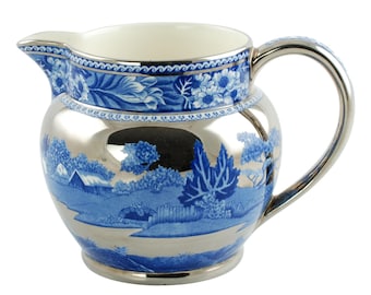 Vintage Wedgwood Fallow Deer Blue Silver Lustre Pitcher