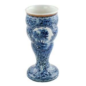 Antique Villeroy and Boch Flamand Blue Scenic Transferware 6.5&quot; Vase
