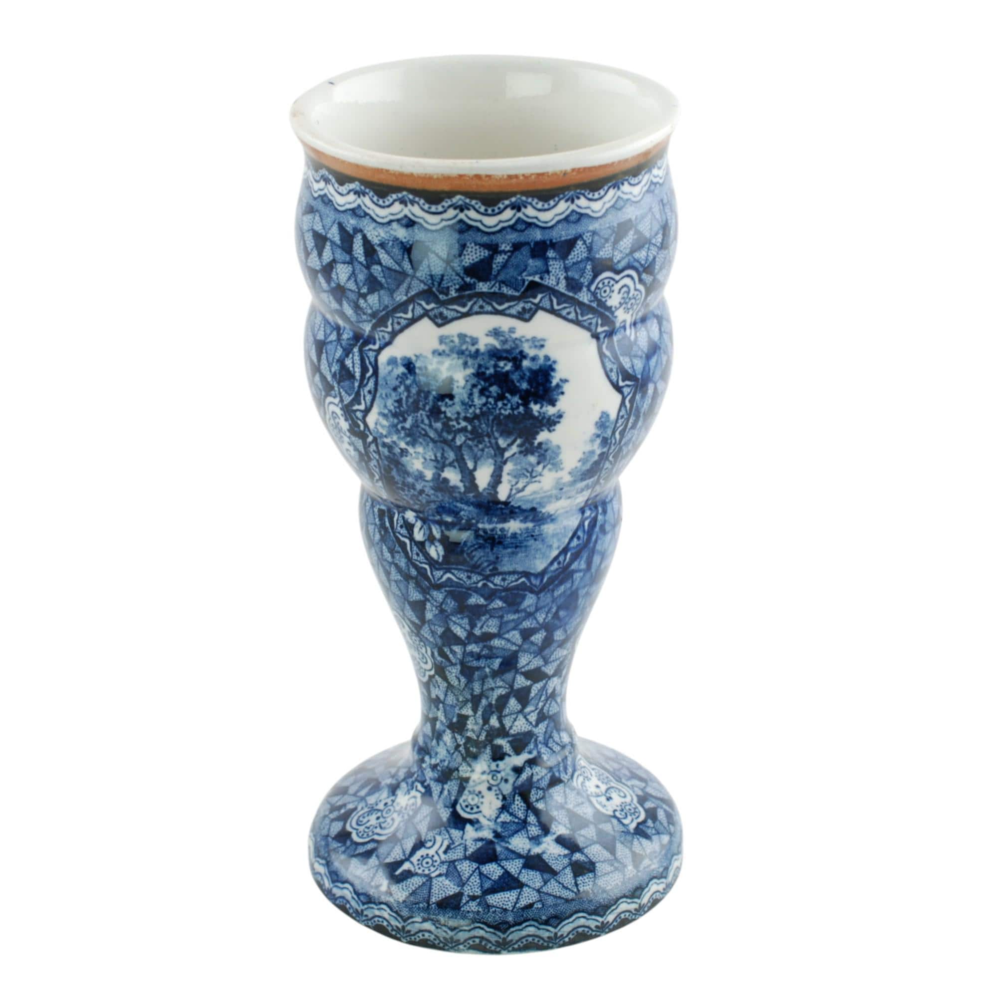Antique Villeroy and Boch Flamand Blue Scenic Transferware 6.5" Vase