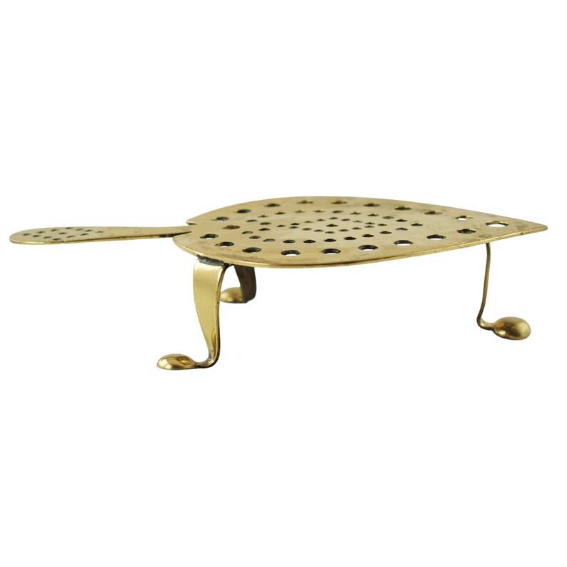 Vintage Brass Trivet Stand with Cabriole Legs and Rounded Feet image 4