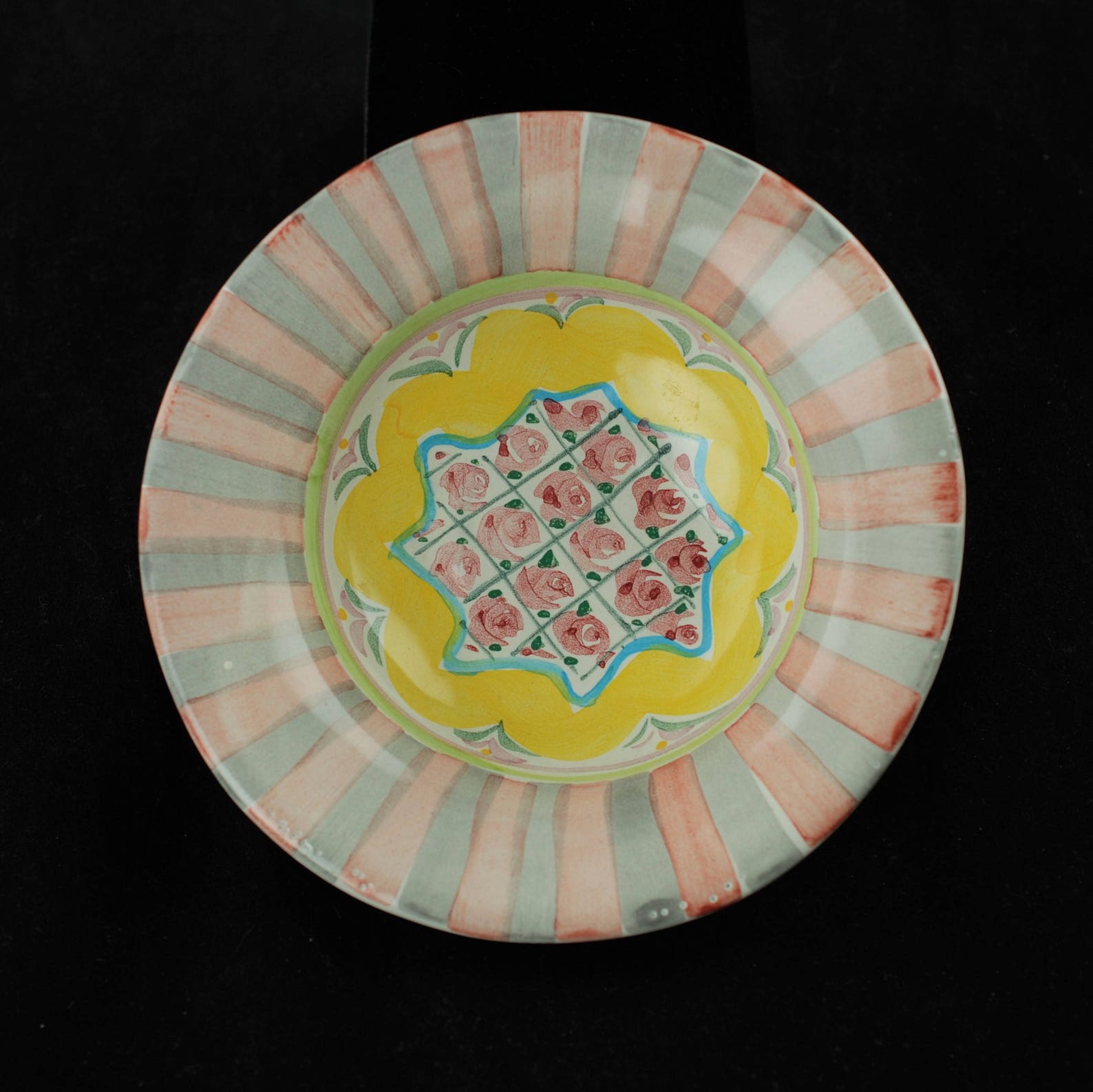 Vintage Mackenzie Childs Hand Painted Rose Cottage Ceramic Etsy