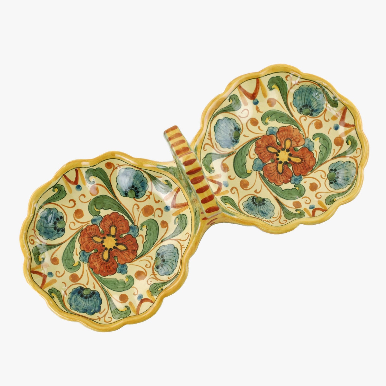 Vintage Italian Hand Painted Majolica Double Serving Tray With | Etsy