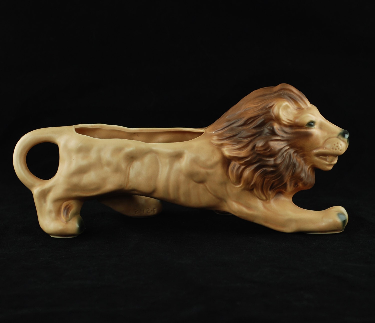 Large Vintage MCM Ceramic Lion Planter Matte Finish USA Etsy