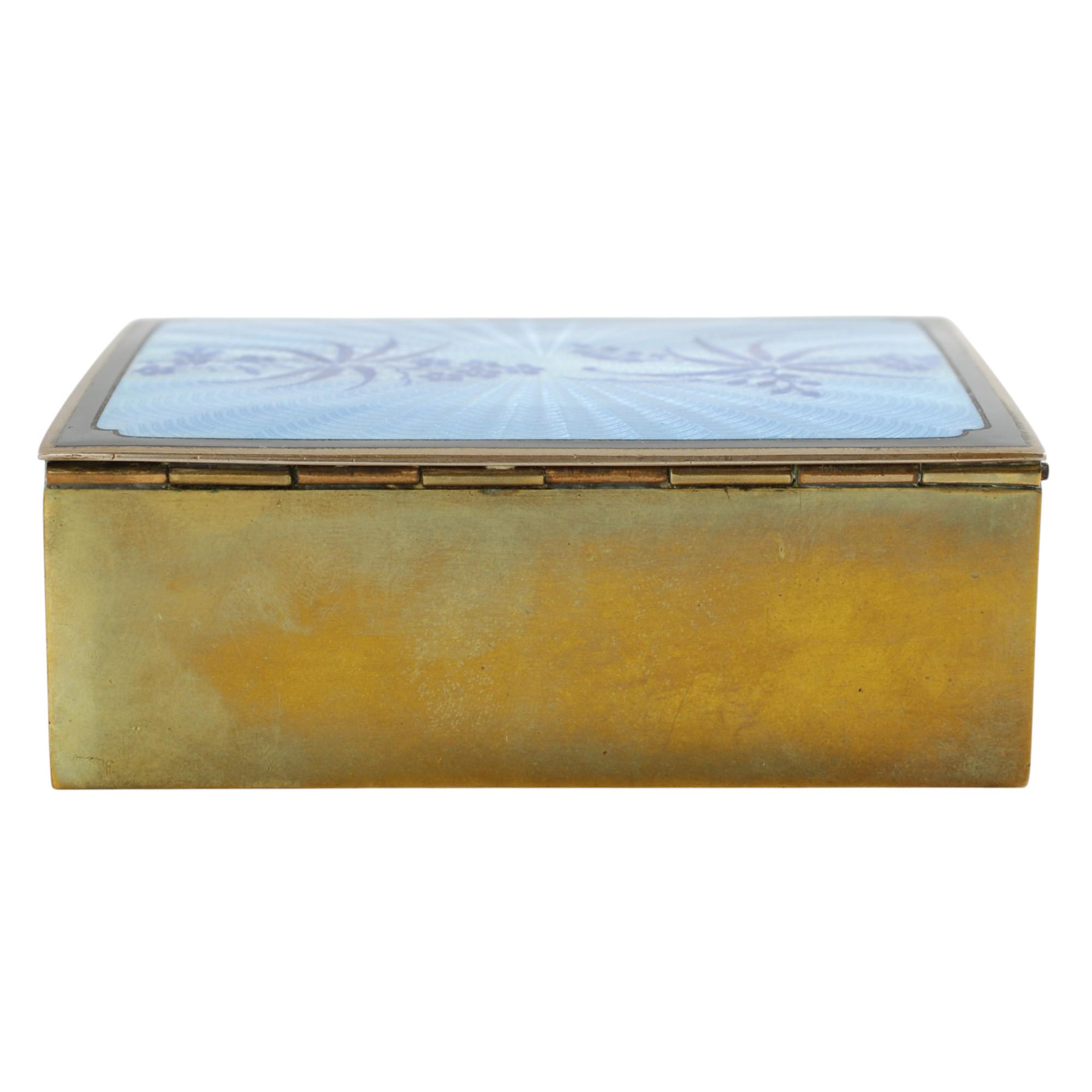 Antique Lenk Austria Hand Painted Blue Guilloche Enamel Lidded Box