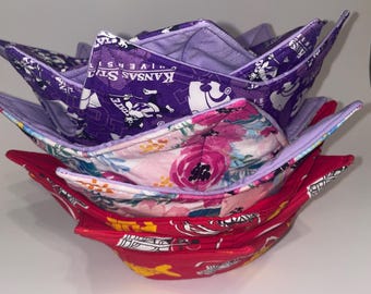 Juego de fundas para cuencos acolchadas aptas para microondas, soportes reversibles de tela