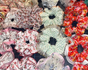 Coleteros de tela floral hechos a mano, suaves gomas para el pelo, regalos ideales para rellenar la bota navideña