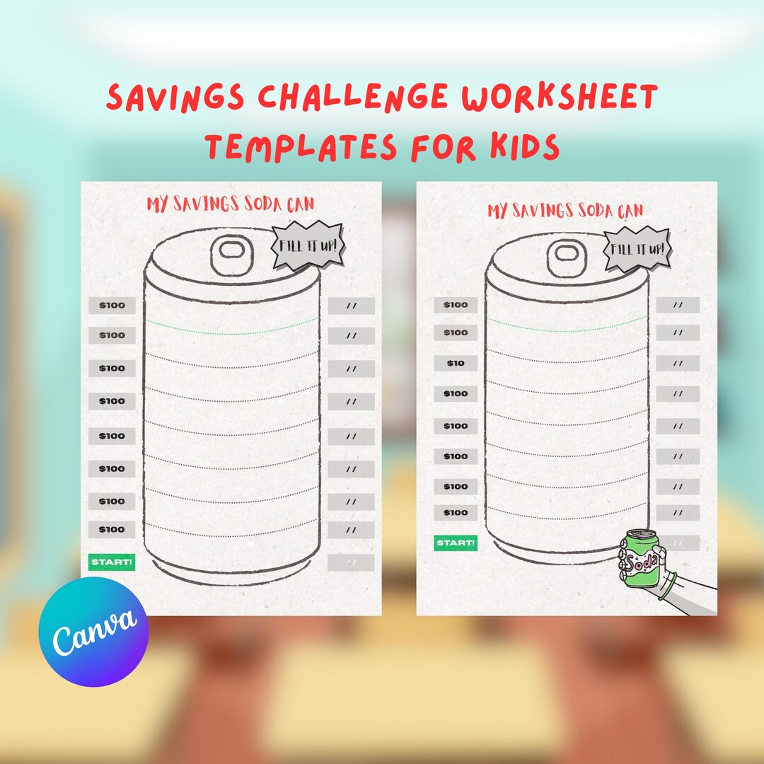 Savings Challenge Worksheet for Kids (printable & Digital Download) - Etsy