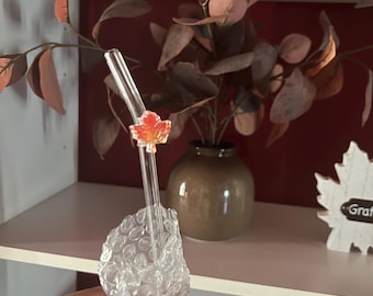 Maple Leaf glass straw