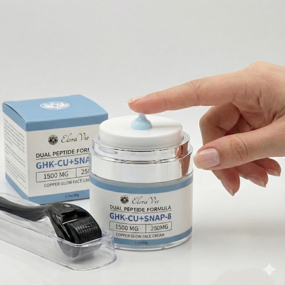 GHK-CU + SNAP-8 Dual Peptide Copper Glow Face Cream + Derma Roller