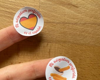 52 adesivi premio spagnoli – Churros e bandiera spagnola come incentivo per gli studenti
