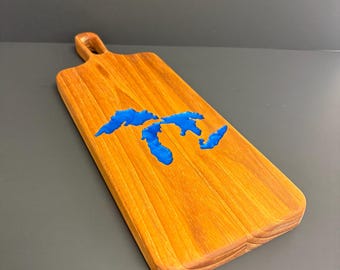 Great Lakes Cutting & Bread Boards – Handmade Teak with Epoxy Inlay, Made in Michigan