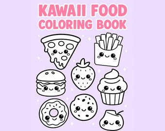 Livre de coloriage alimentaire kawaii | collations chibi | Coloriages faciles pour enfants et adultes | PDF imprimable