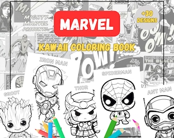 Libro da colorare Marvel Kawaii – Oltre 30 disegni di supereroi stampabili (PDF)