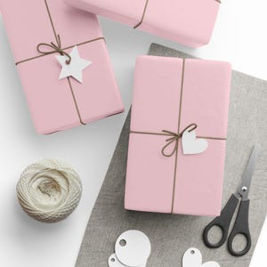 Blush Pink Wrapping Paper Roll, Matte Soft Pink Gift Wrap, Romantic Birthday & Baby Shower Packaging image 4