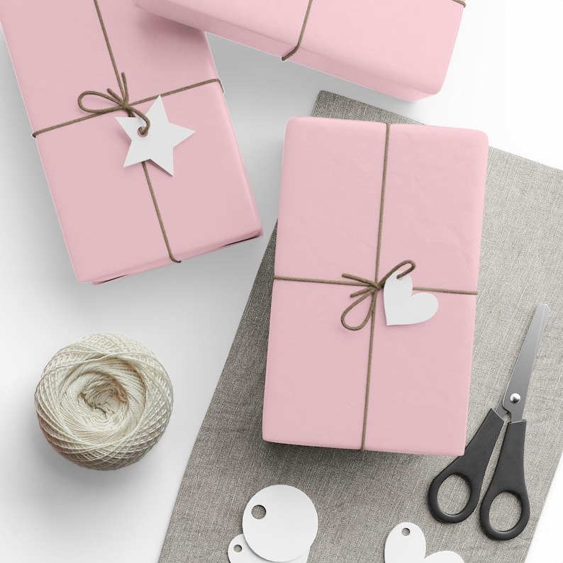 Blush Pink Wrapping Paper Roll, Matte Soft Pink Gift Wrap, Romantic Birthday & Baby Shower Packaging image 4