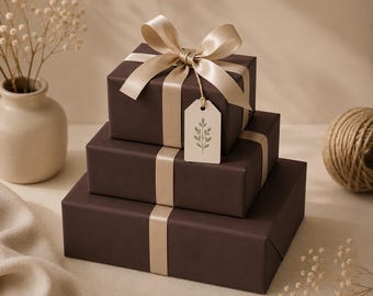 Brown Wrapping Paper Roll, Luxury Neutral Holiday Gift Wrap, Elegant Minimalist Christmas Gift Packaging