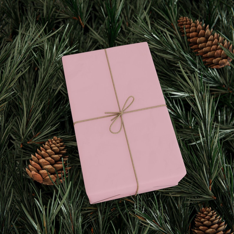 Blush Pink Wrapping Paper Roll, Matte Soft Pink Gift Wrap, Romantic Birthday & Baby Shower Packaging image 5