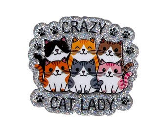 Cat Acrylic Flatback – Crazy Cat Lady