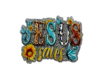 Jesus Saves Acrylic Flatback – Sunflower Faith