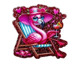Flamingo Cocktail Acrylic Flatback – Summer Beach Flamingo